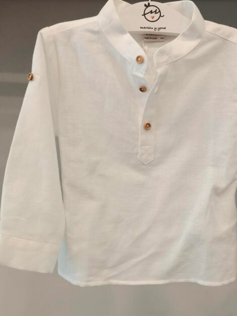 camisa blanco botones cuello niño